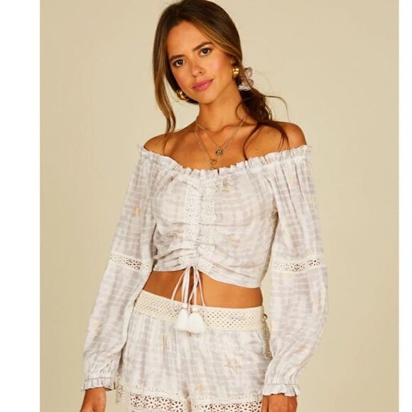 Surf Gypsy Crochet Off Shoulder Crop Top - Picture 1 of 8